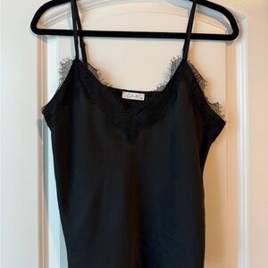 Black Lace Trim Tank Top